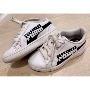 Puma Smash v2 Max Kids Sneakers White Black Low Top Athletic Shoes 373805-02 12C